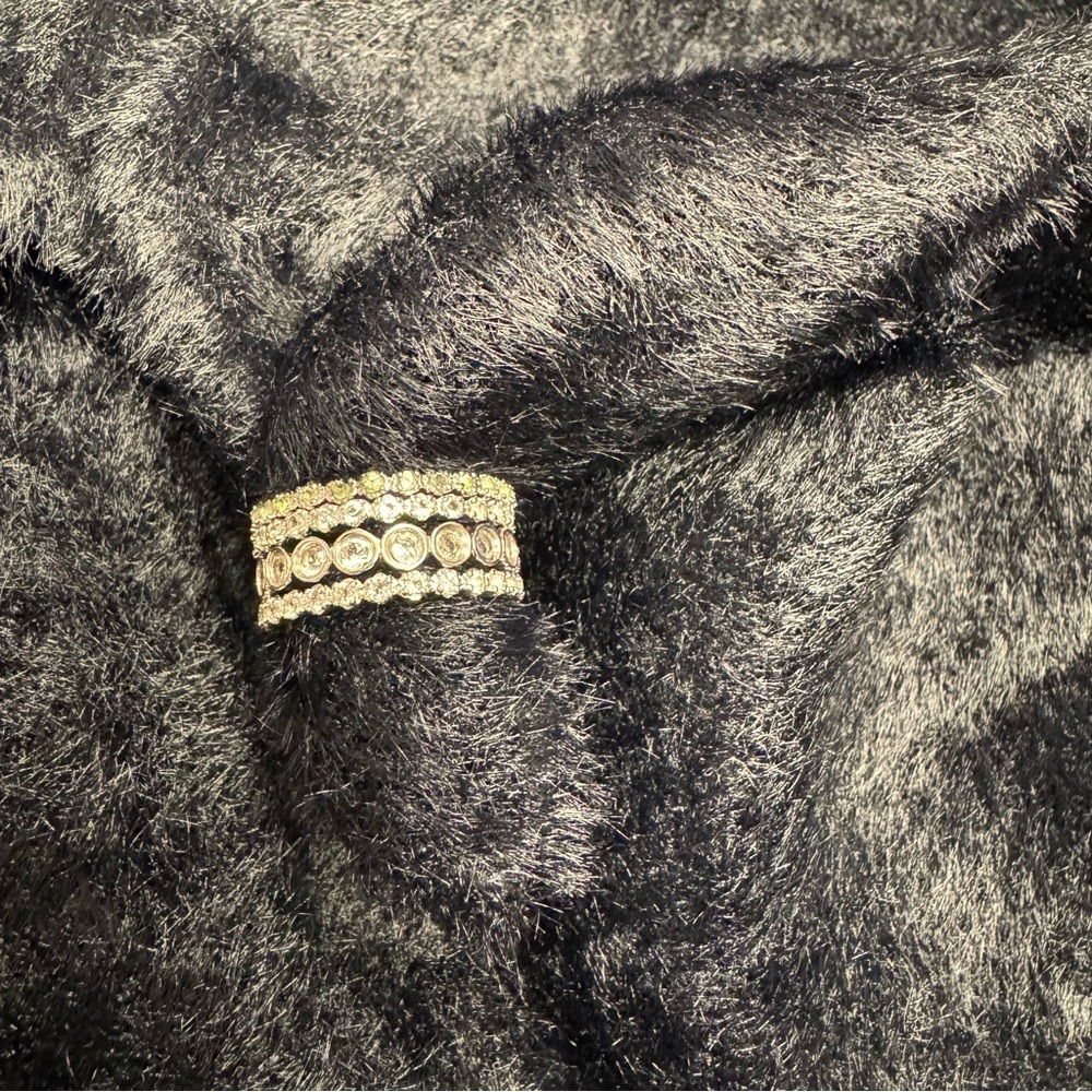 Set of 4 eternity band silver rings — size 7